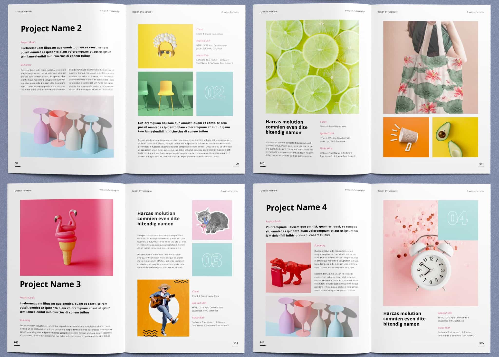 Free Minimal Green Portfolio Layout Template for InDesign