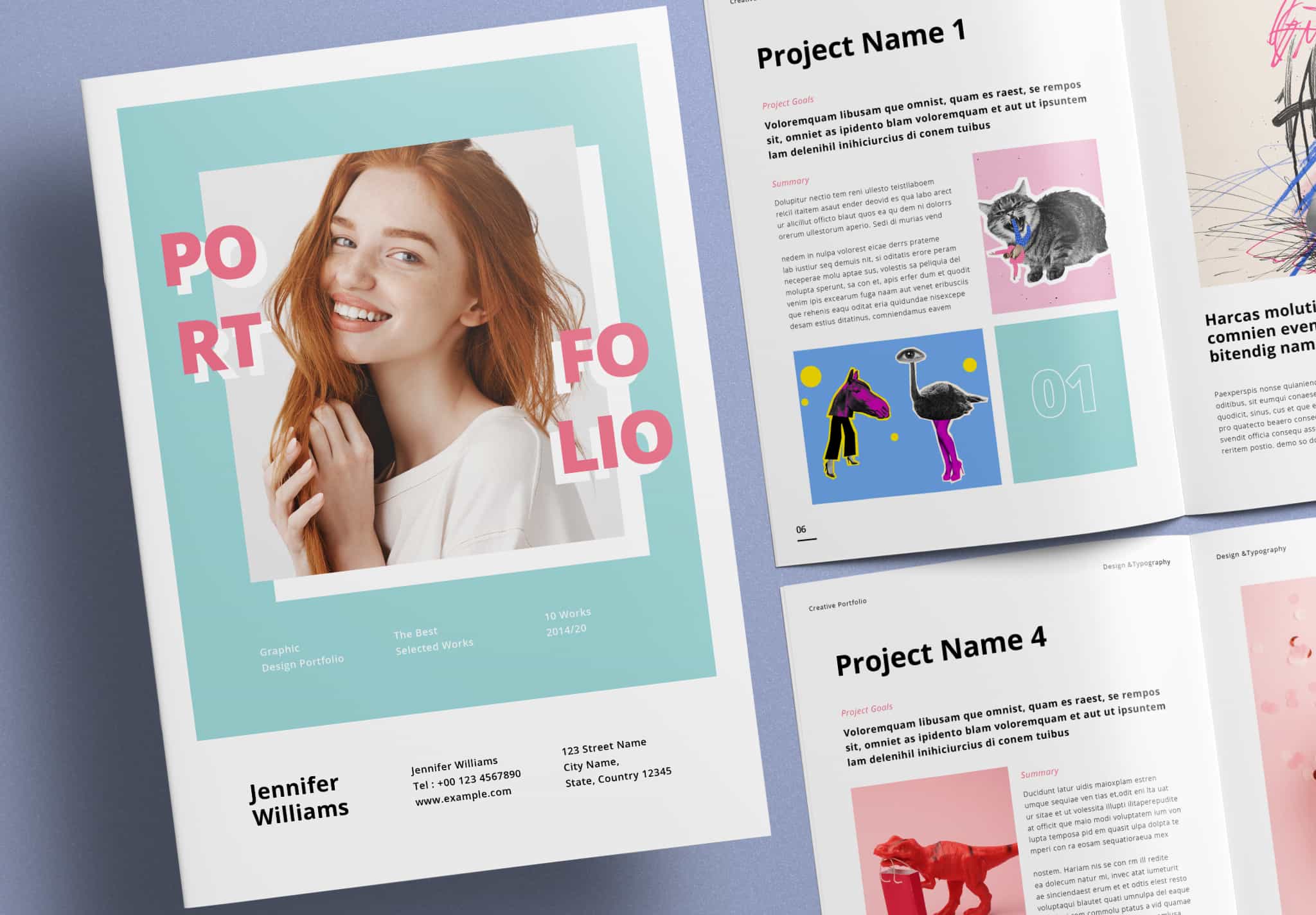 Free Minimal Green Portfolio Layout Template for InDesign