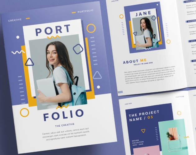 Cover Close Up Preview of Minimal design student portfolio layout template