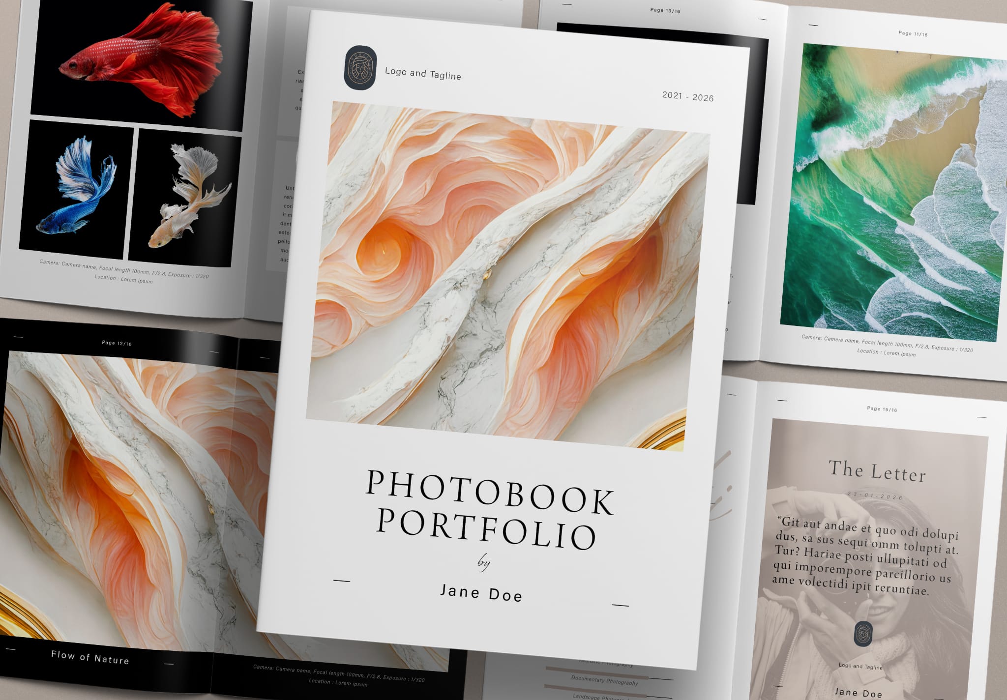 Minimal album photobook portfolio layout template