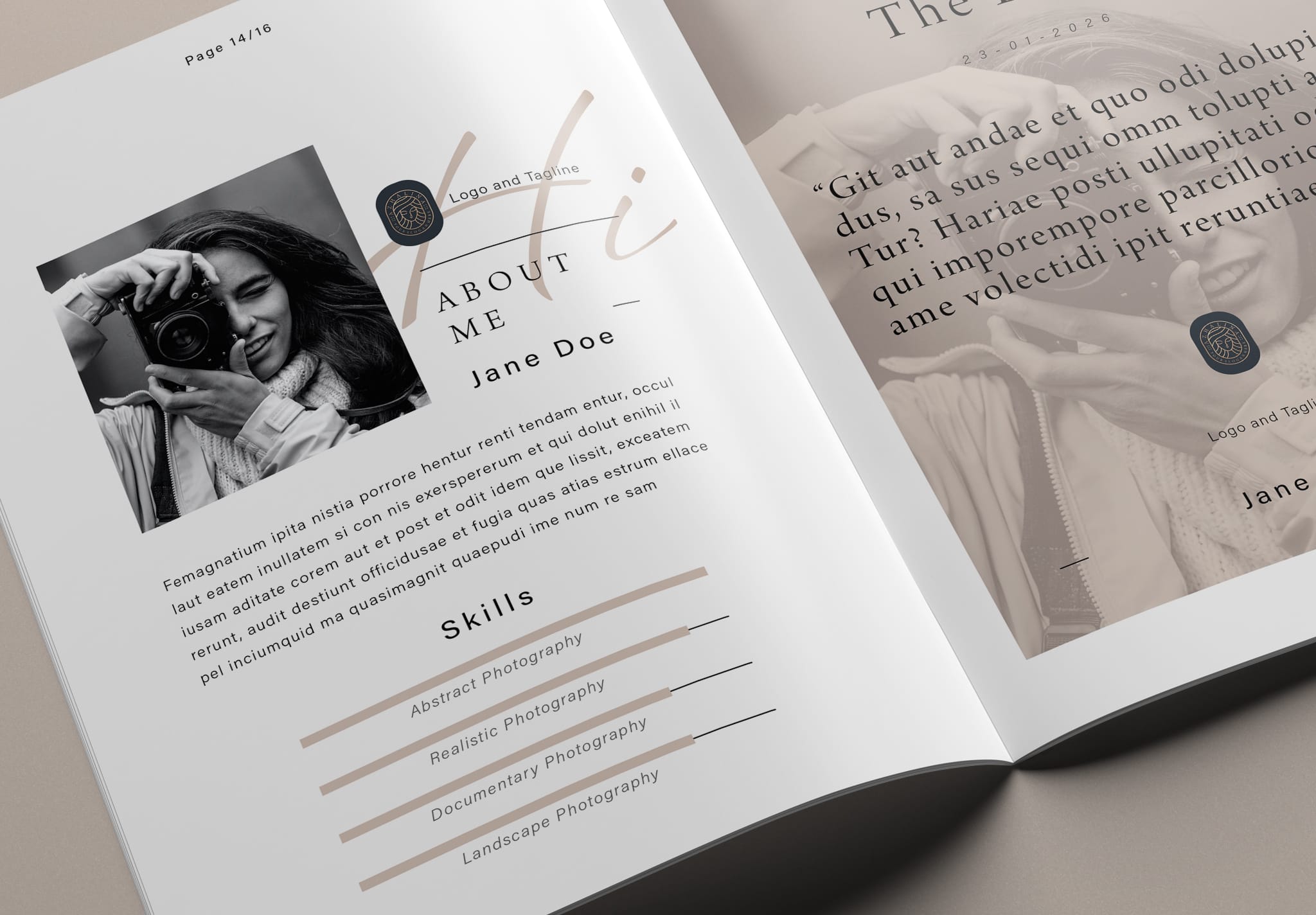 Minimal album photobook portfolio layout template