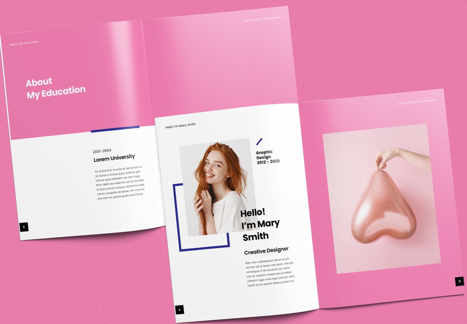 Close Up set of Free Download Pink Portfolio Layout Template