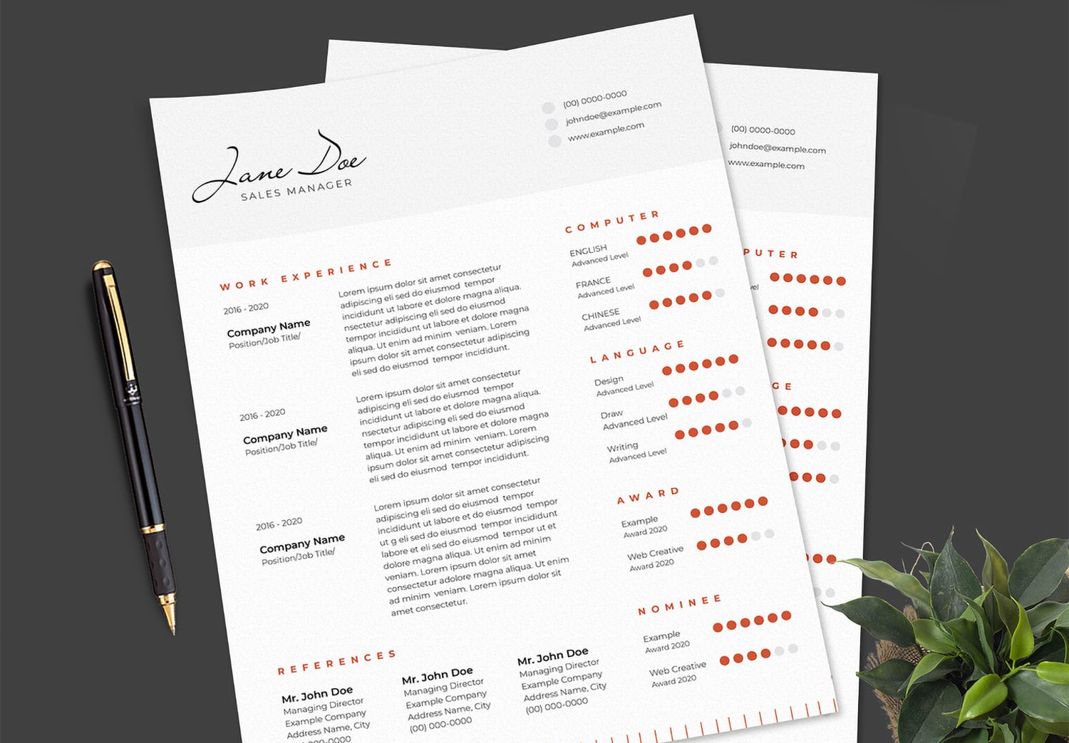 Close up of Download Resume Layout
