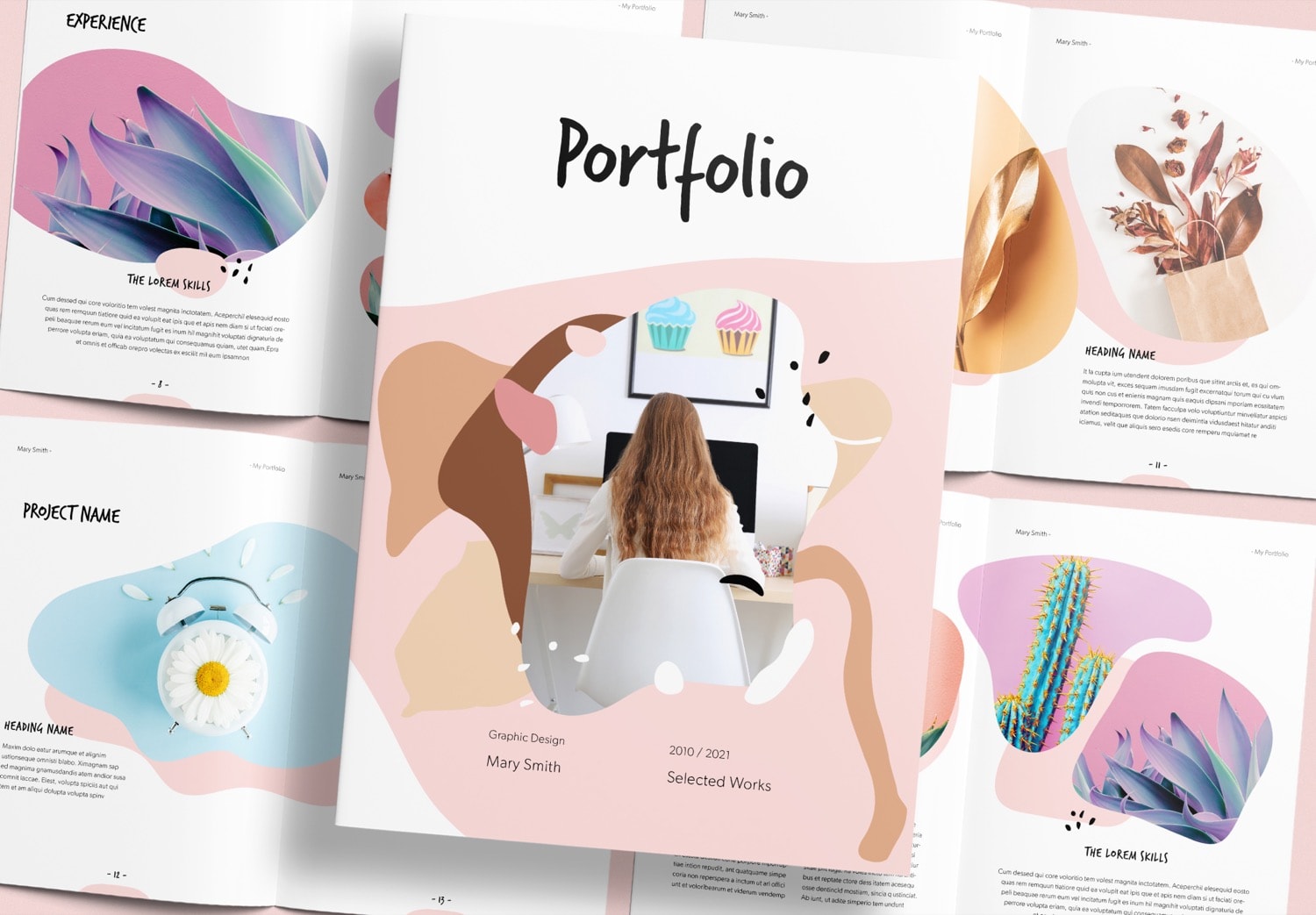 Free Download Minimal Pink Portfolio Layout Template - FolioMe.Design