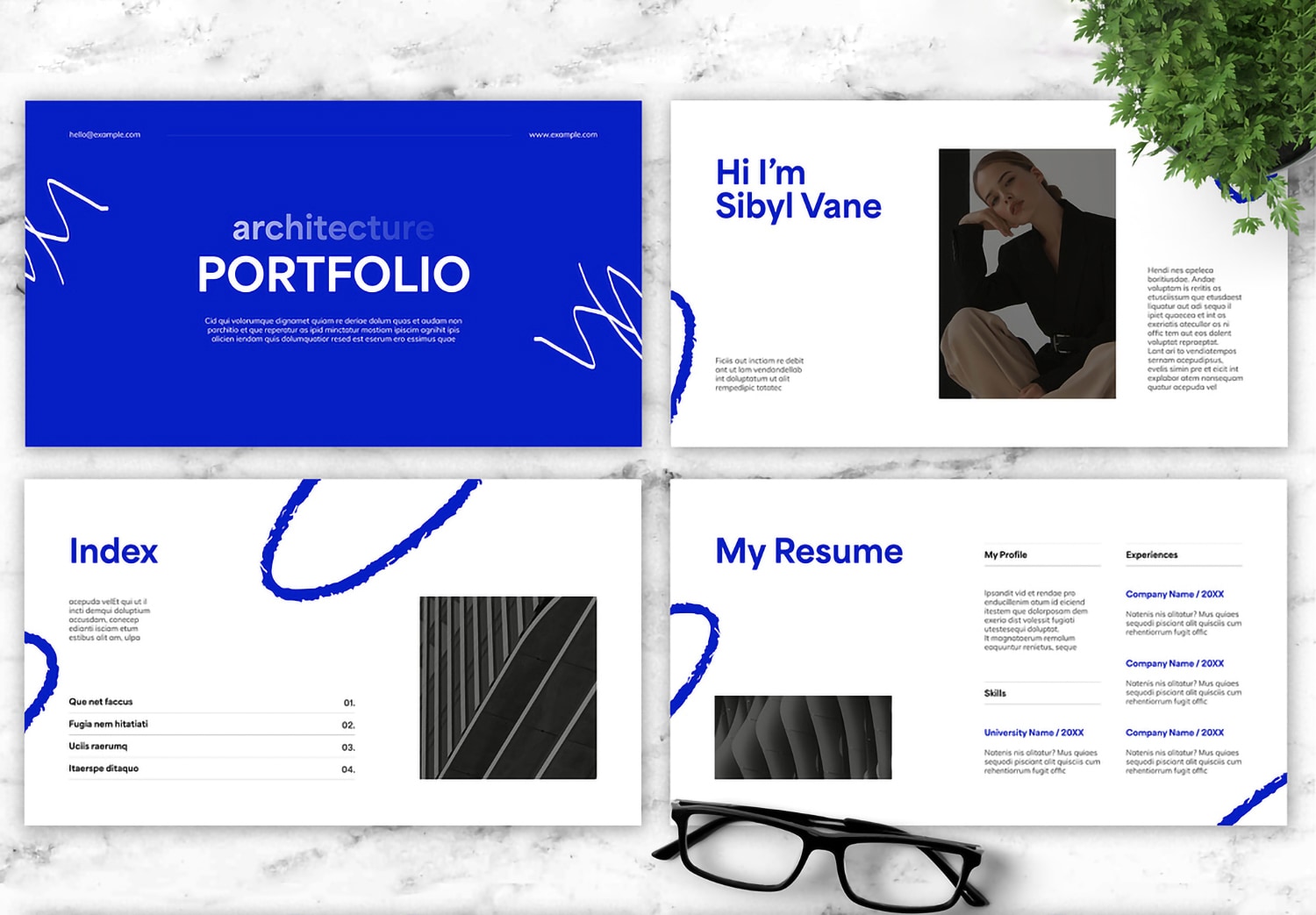 Preview Set 1 of Download Blue Architect Portfolio Template