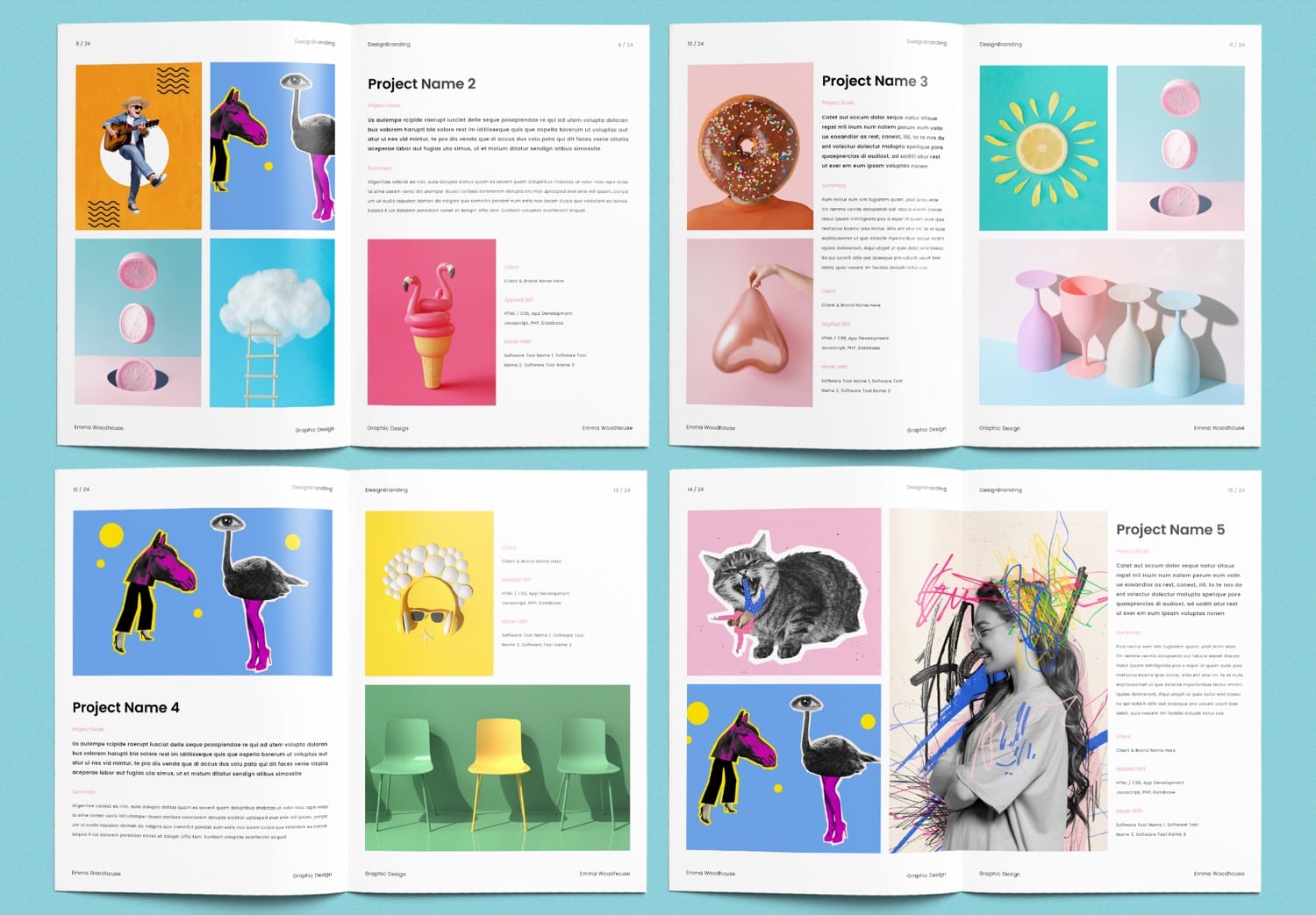 Show Pages 8-15 of Free Minimal Pastel Green and Pink Portfolio Template